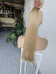 Długi prosty kucyk kitka na gumce 60 cm beżowy naturalny blond k-24