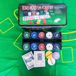 Conjunto de poquer com 200 fichas tapete e 2 baralhos de cartas