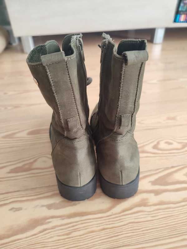 Botki kozaki skórzane Margo shoes khaki, ciemnozielone, rozmiar 37