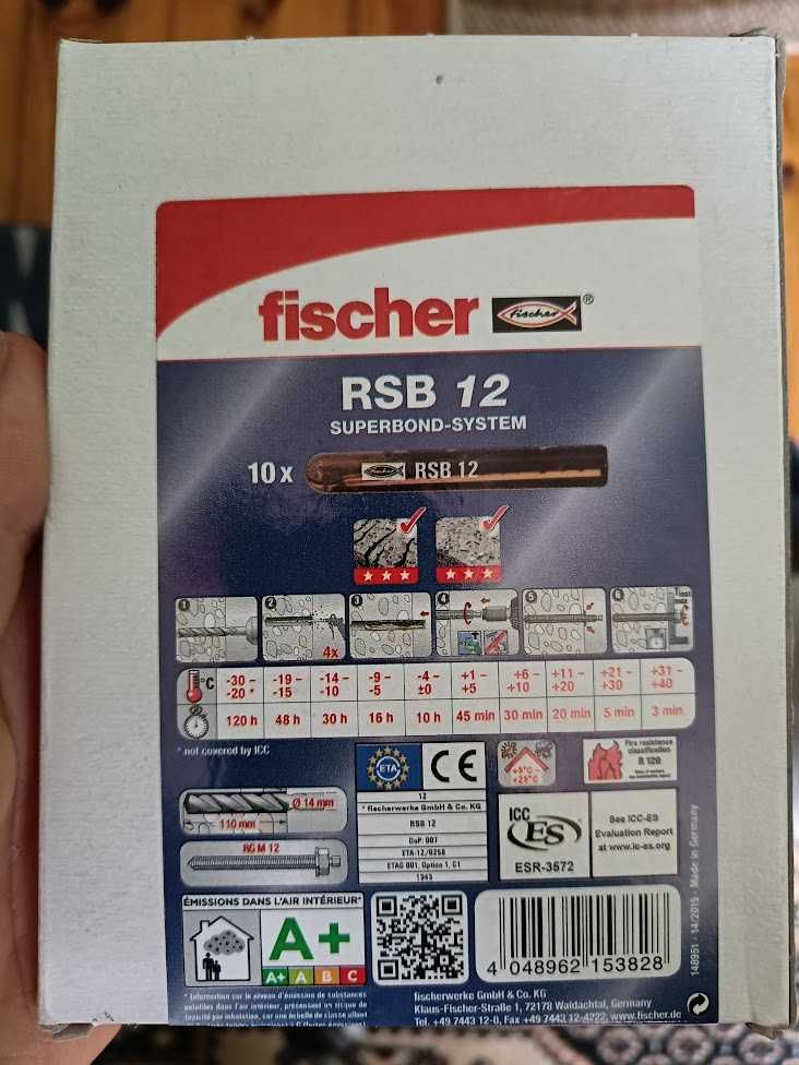 FISCHER ampułka żywiczna RSB12 6 opakowań