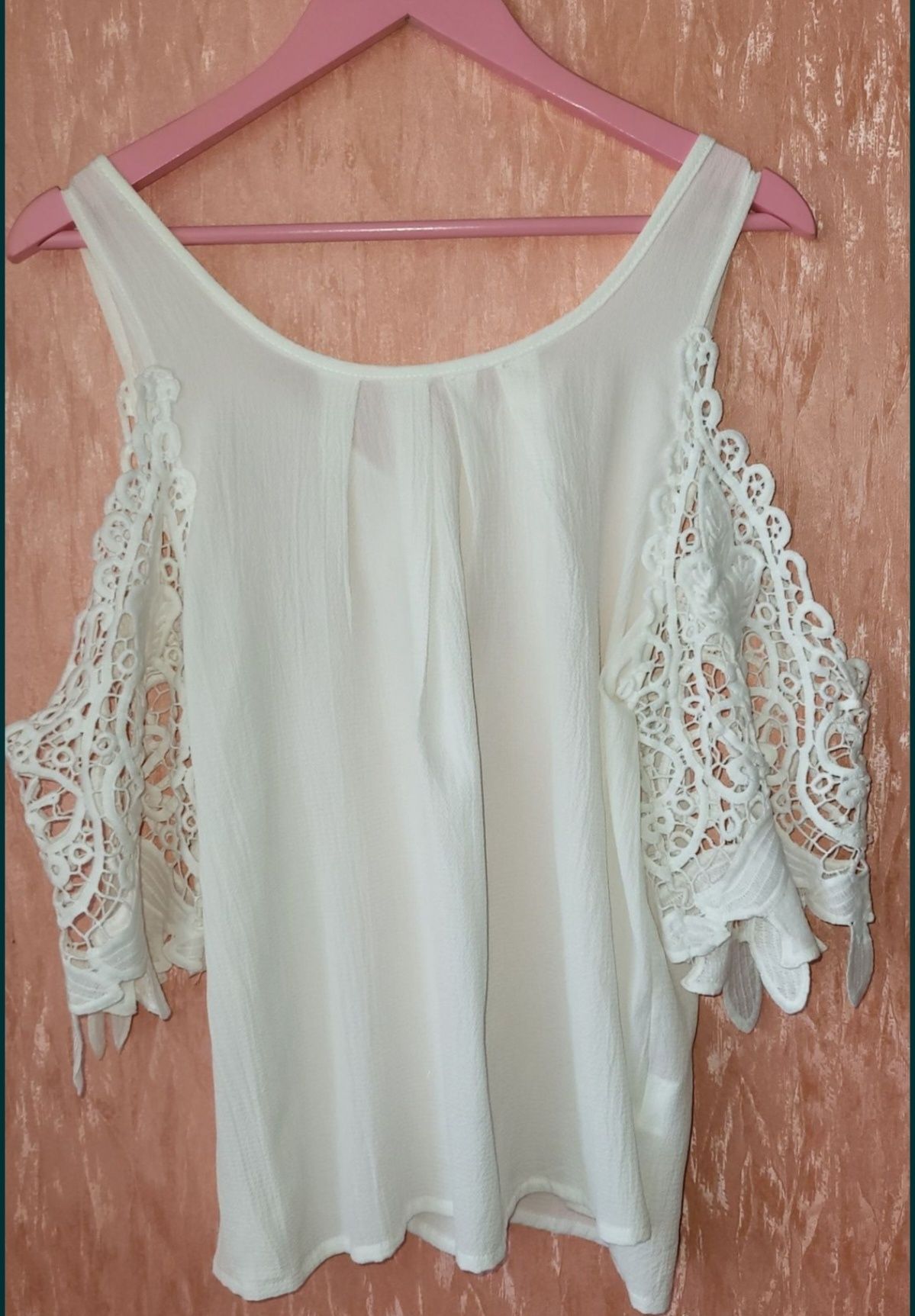Туника кофта блузка с вышитым кружевным рукавом L-XL