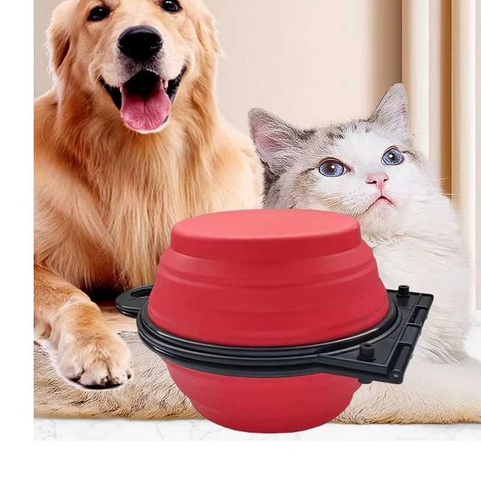 Dwukomorowa Miska na Karmę i Wodę kolor czerwony