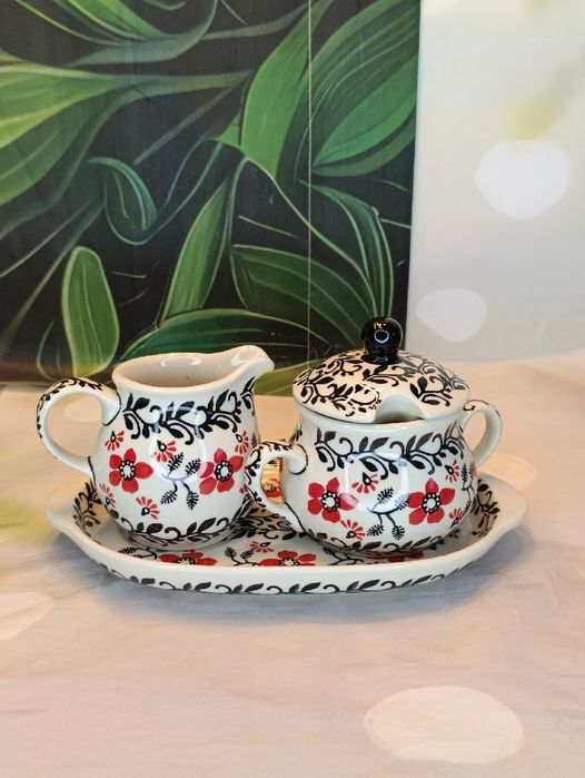 Komplet ceramiczny deserowy Bolesławiec ceramika Bolesławiec