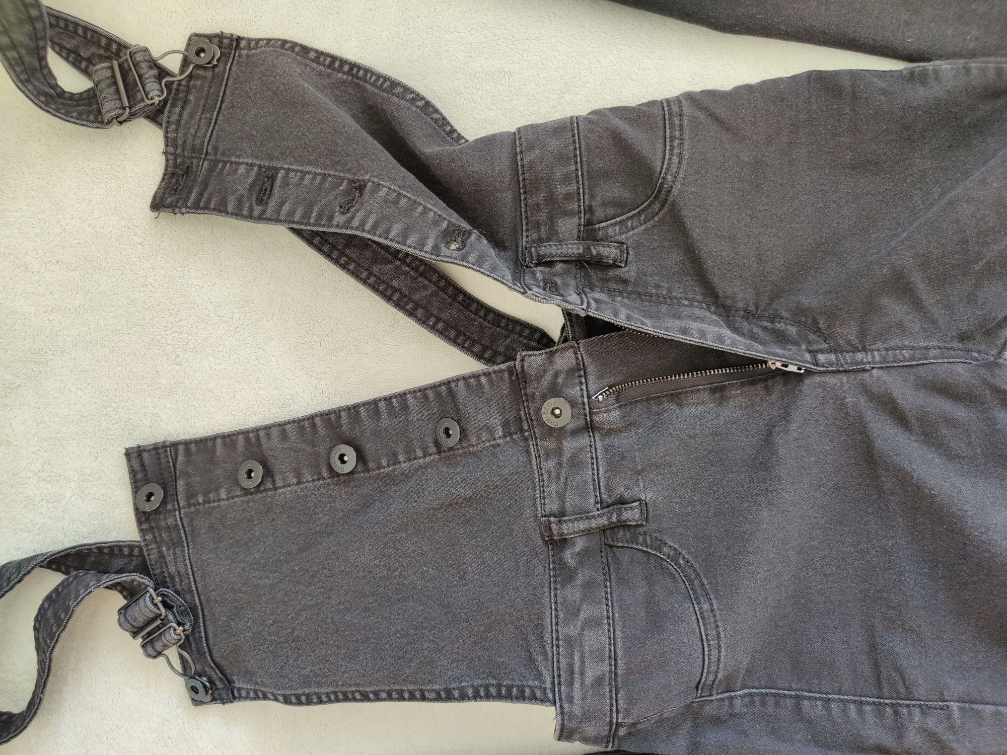 Spodnie ogrodniczki H&M rurki jeansowe 34 XS 160cm z elastnem