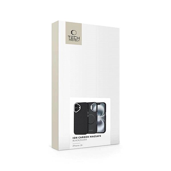 Etui Tech-Protect Ion Carbon MagSafe na iPhone 16 - czarno-szare