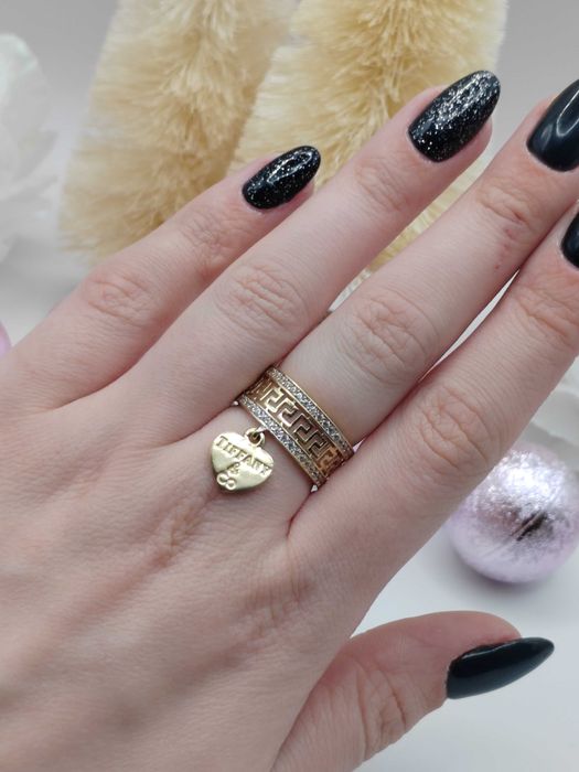 NOWY Złoty Pierścionek Tiffany Grecki Cyrkonie r13 / Złoto 585