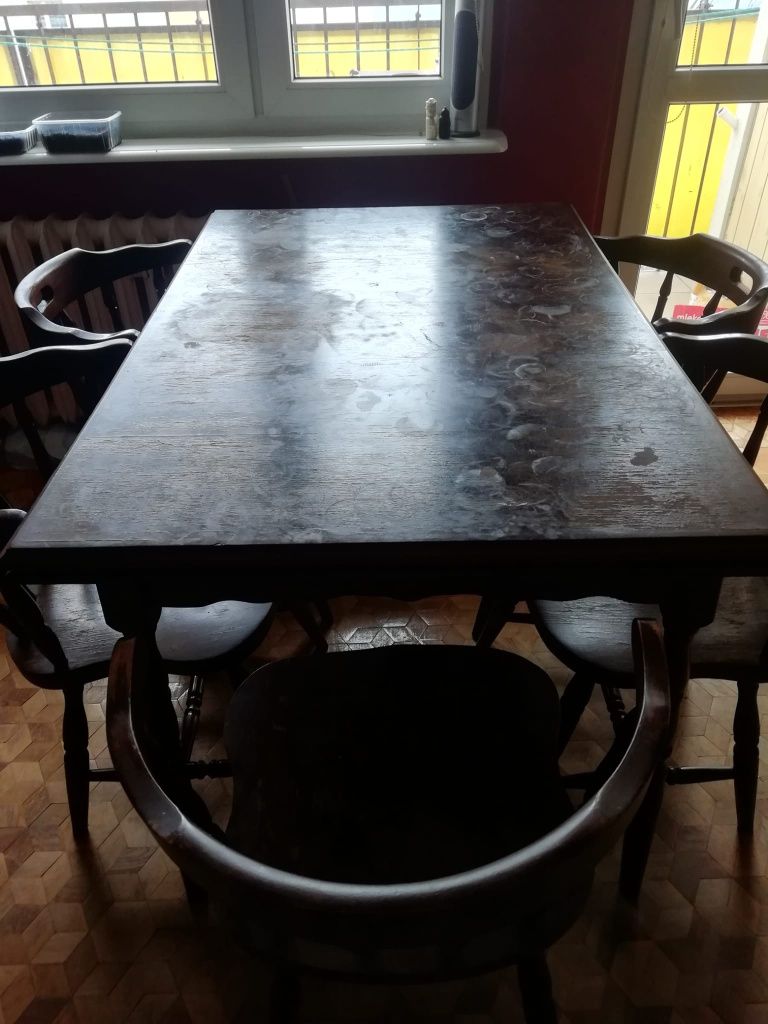 Stół i 6 krzeseł Bonanza PRL
