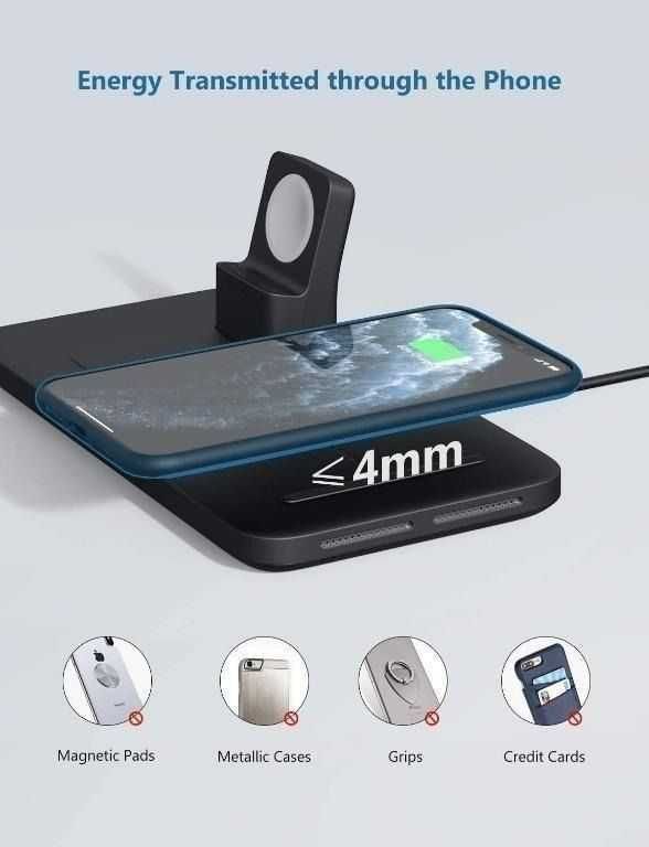 Seneo PA202a 3w1 ładowarka indukcyjna iPhone Watch Airpods Buds 10W