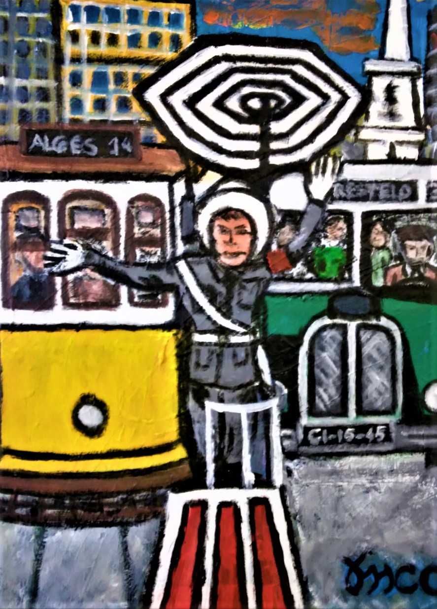 Lote 4 pinturas de transportes da Carris Lxa 1960