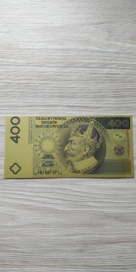 Banknot 400 zł , kopia z pcv