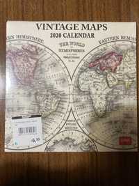 Posters calendarios vintage maps 2020 - para bricolages ou crafting