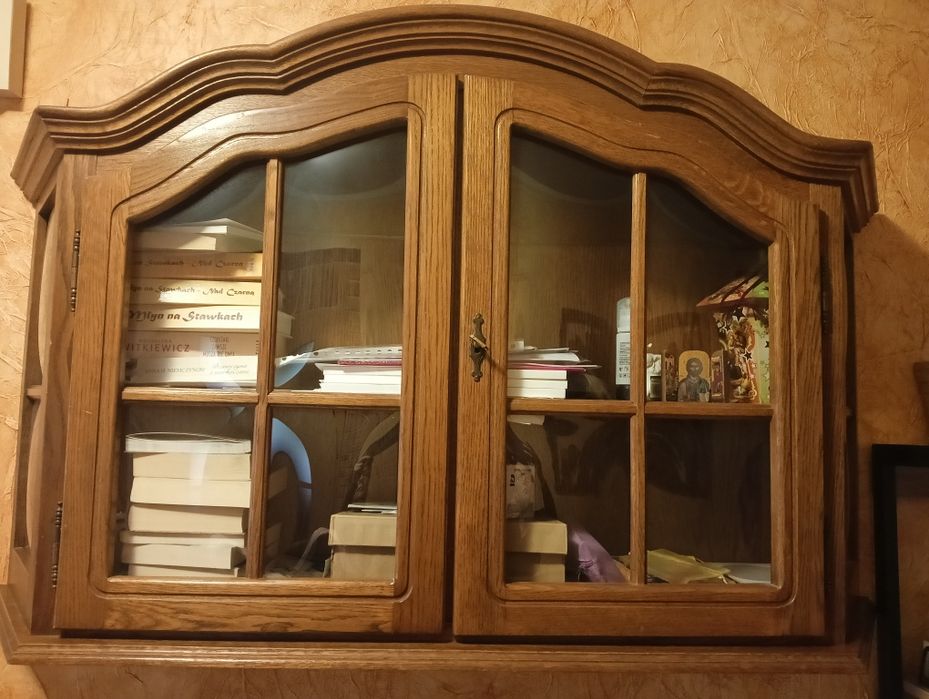 Witryna dębowa, szklana