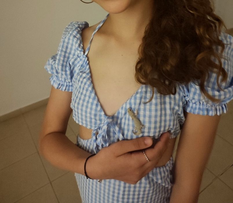 Sukienka młodzieżowa damska XXS 32 błękitna kratka letnia