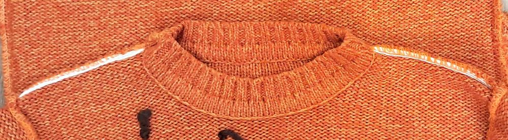 Sweter pulower z wełną vintage z aplikacją orange pomarańcz M
