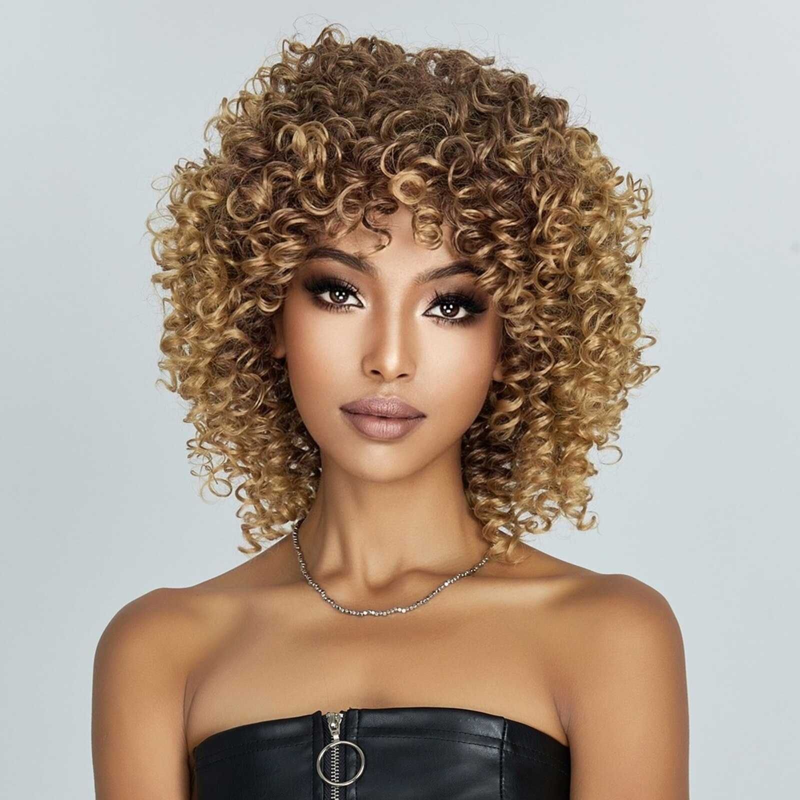 Peruka afro loki blond ombre połysk naturalnych włosów