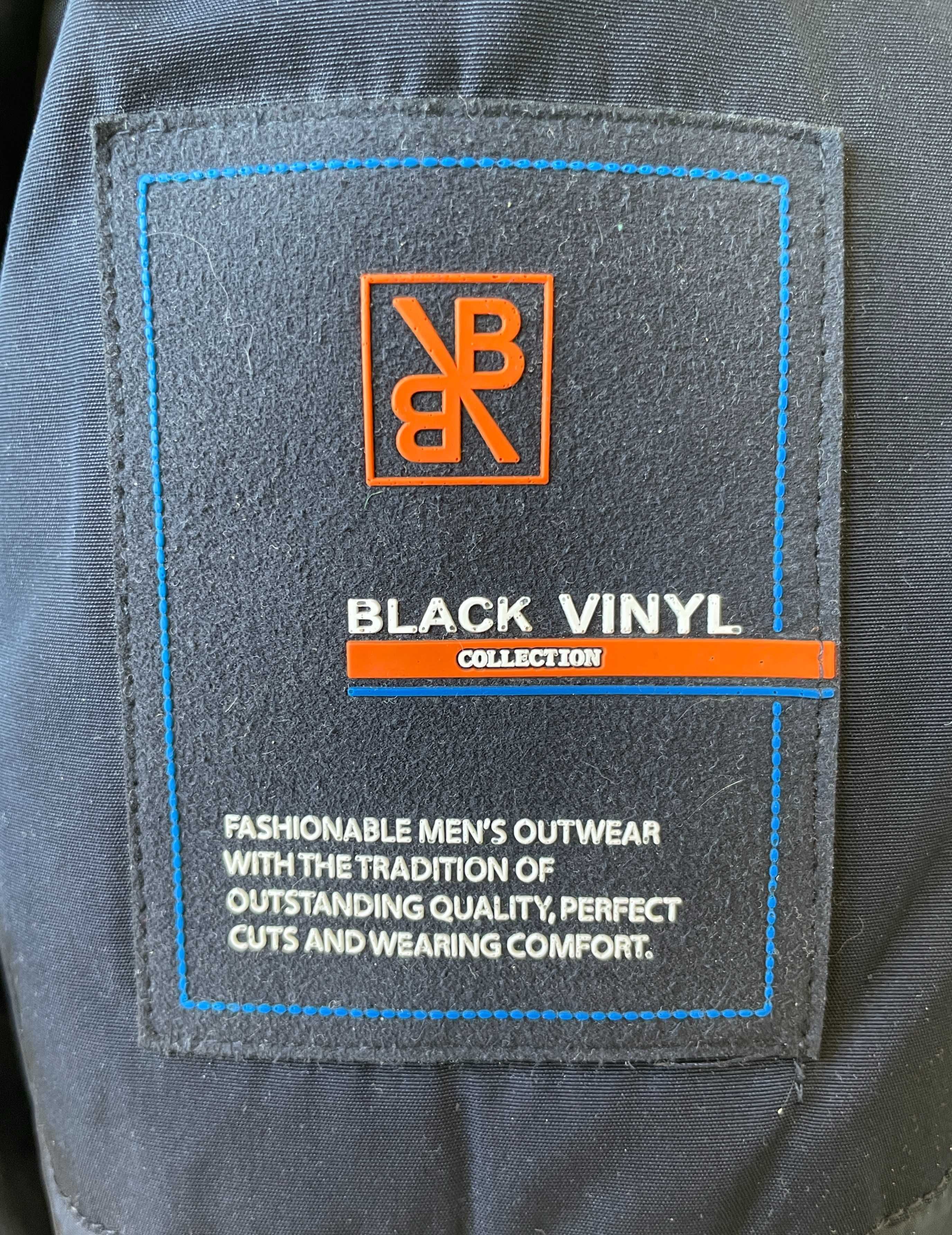 Куртка мужская зимняя Аляска с меховым капюшоном Black Vinyl