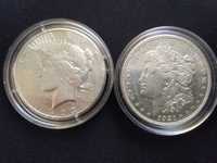 2 srebrne dolary Morgan 1921, Peace 1923 Skarbnica Narodowa
