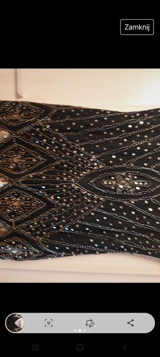 Sukienka czarno-złota z cekinami I frędzlami L/XL