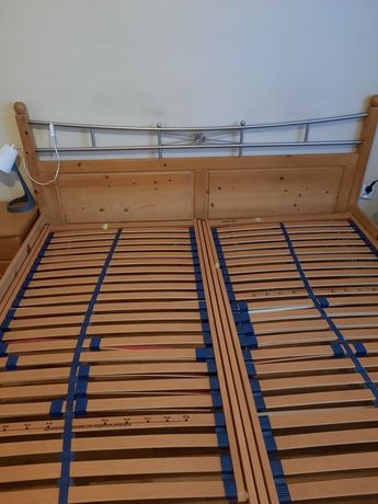 Łóżko 180x200 drewniane z elemamtami metalowymi