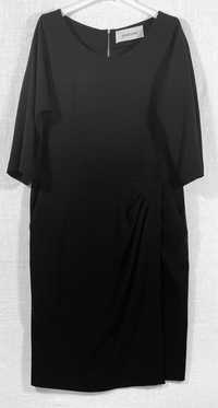 Wygodna czarna żorżetowa sukienka, Wiskoza blend, M/38
