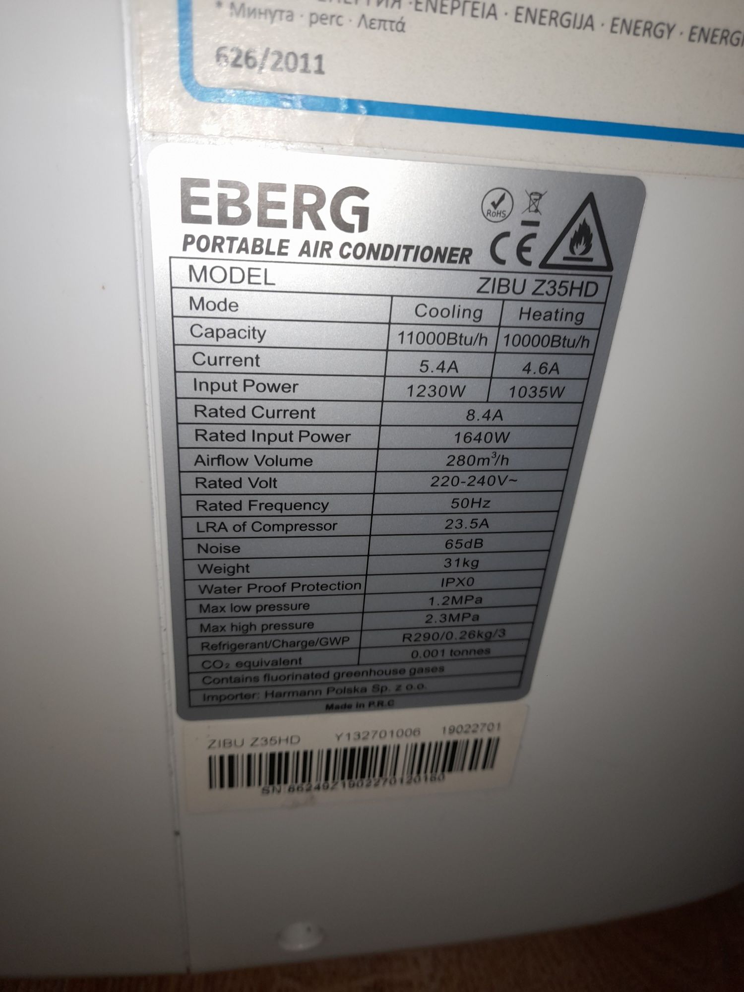 Klimatyzator eberg ZIBU Z35HD