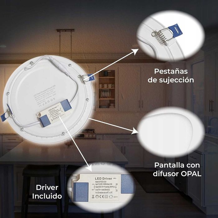 ATOMANT Panel LED, Okrągły 20W, 1800 lm, 225 mm, 4500K #6550