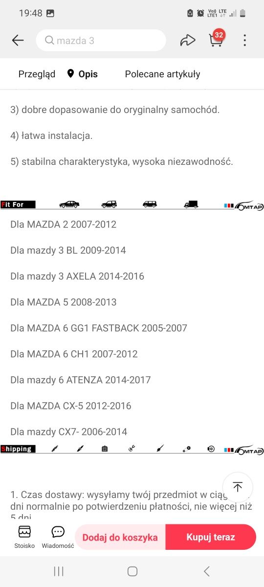 Lampa przeciwmgielna Mazda