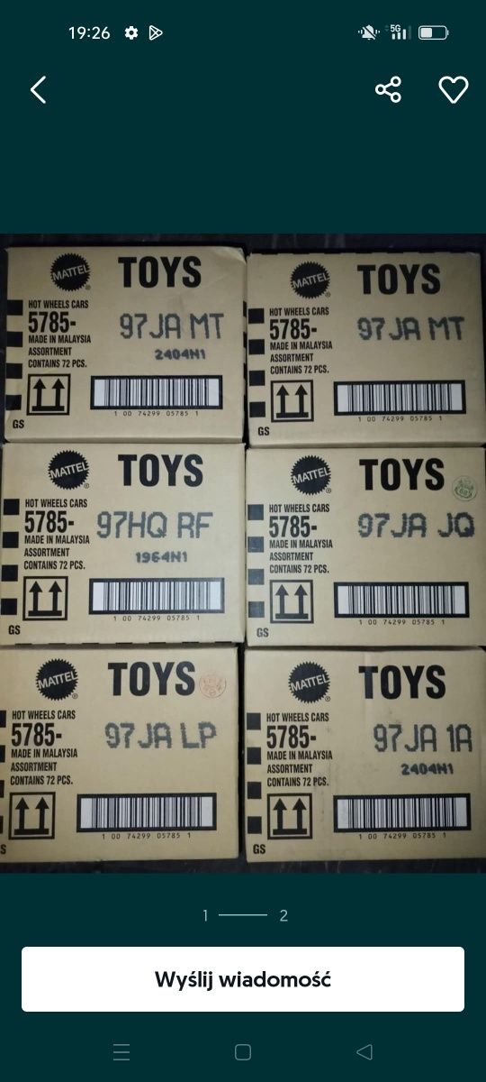 Karton oryginalnie zapakowany z możliwością trafienia STH Hot Wheels