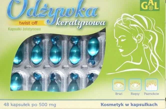 Odżywka keratynowa w kapsułkach brwi rzęsy paznokcie