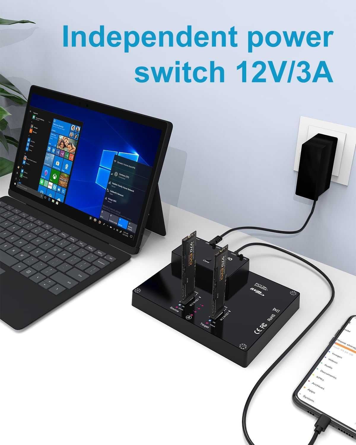 MAIWO K3015P Duplikator dysków stacja dokująca klonująca SSD M.2 NVME