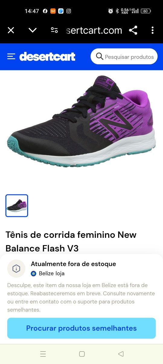 Sapatilhas New balance Flash v3 TAM.40 mas equivale a 39 usadas 1 únic