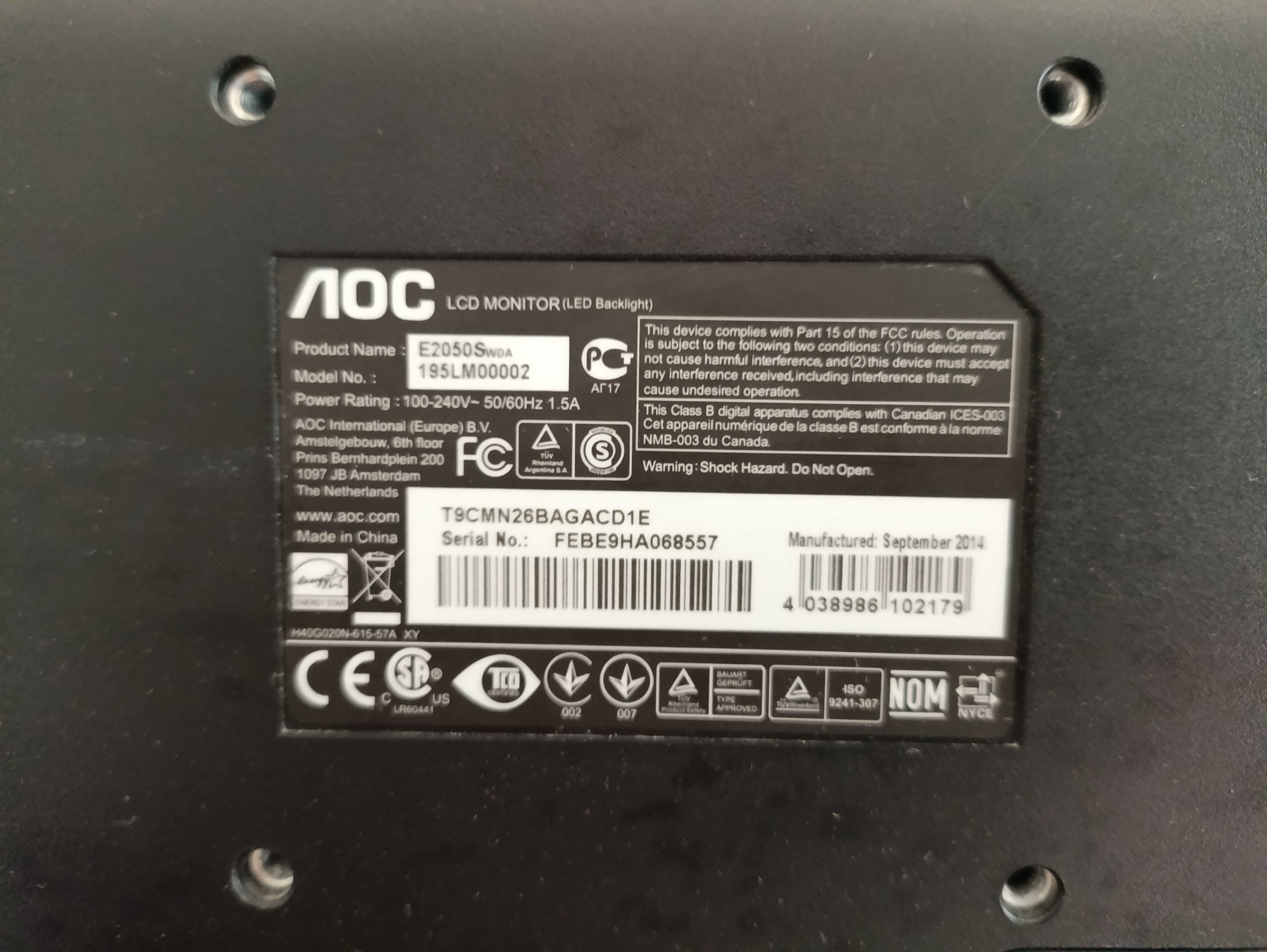 Monitor AOC E2050SWDA 19,5cala