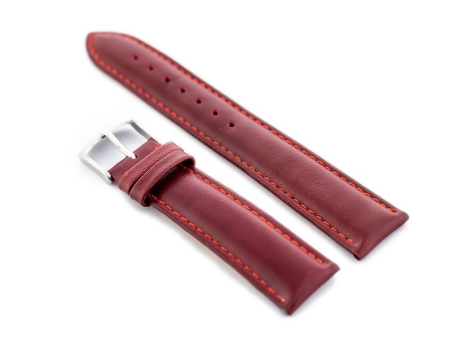 Pasek Skórzany Do Zegarka W83L - Bordowy - 22Mm