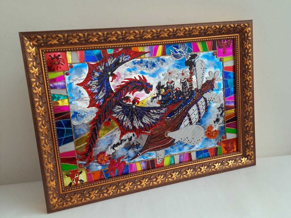 Декор-панно  витражное "В чужих Мирах"