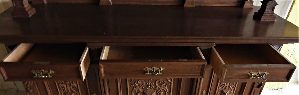 Kredens eklektyczny duży dębowy