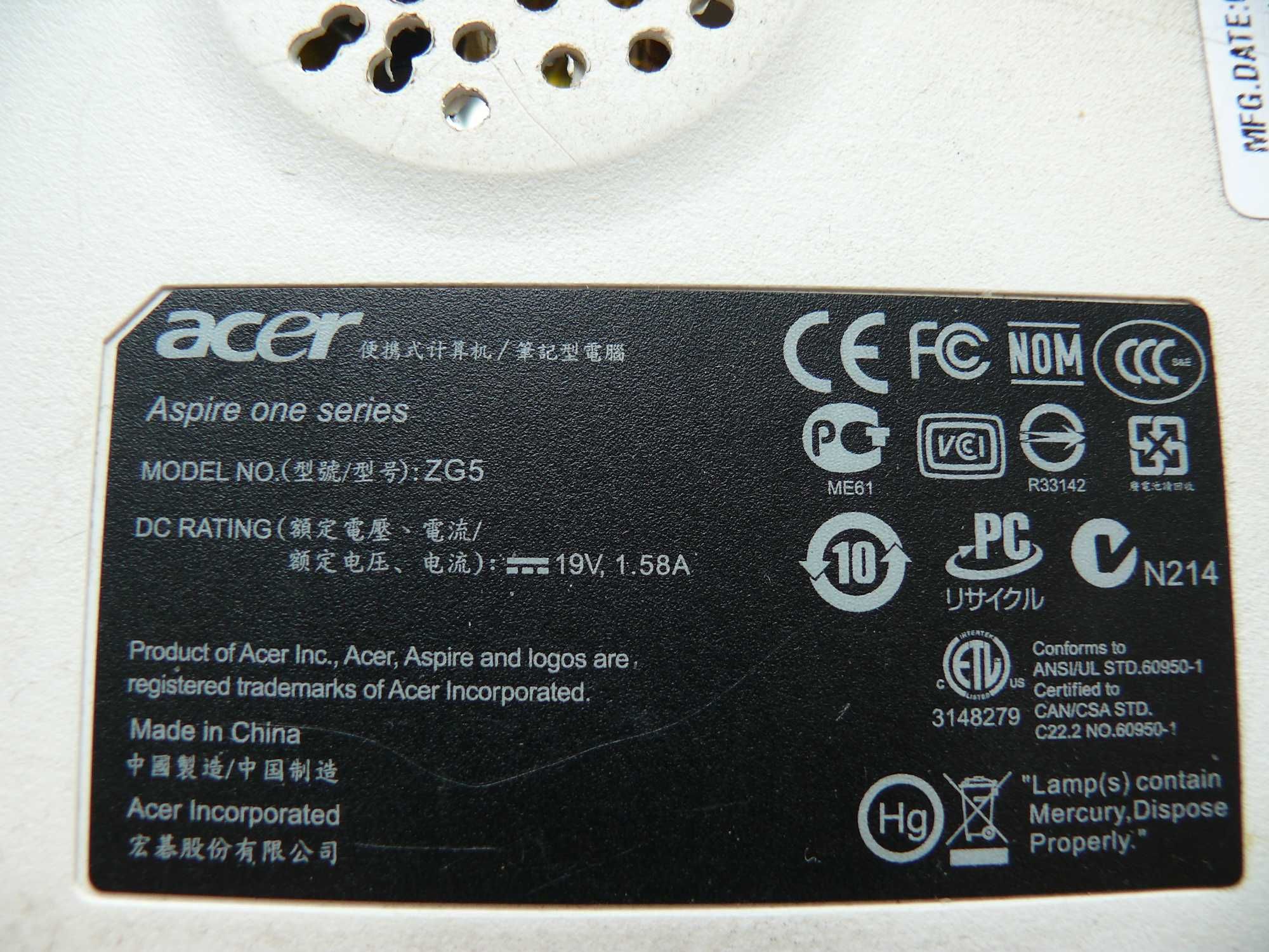 Нетбук Acer Aspire One ZG5 запчасти матрица экран