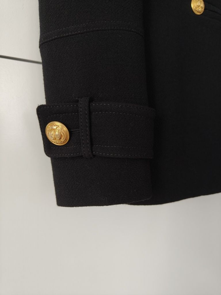 Płaszcz Massimo dutti 36 S czarny dwurzędowy wełniany bosmanka