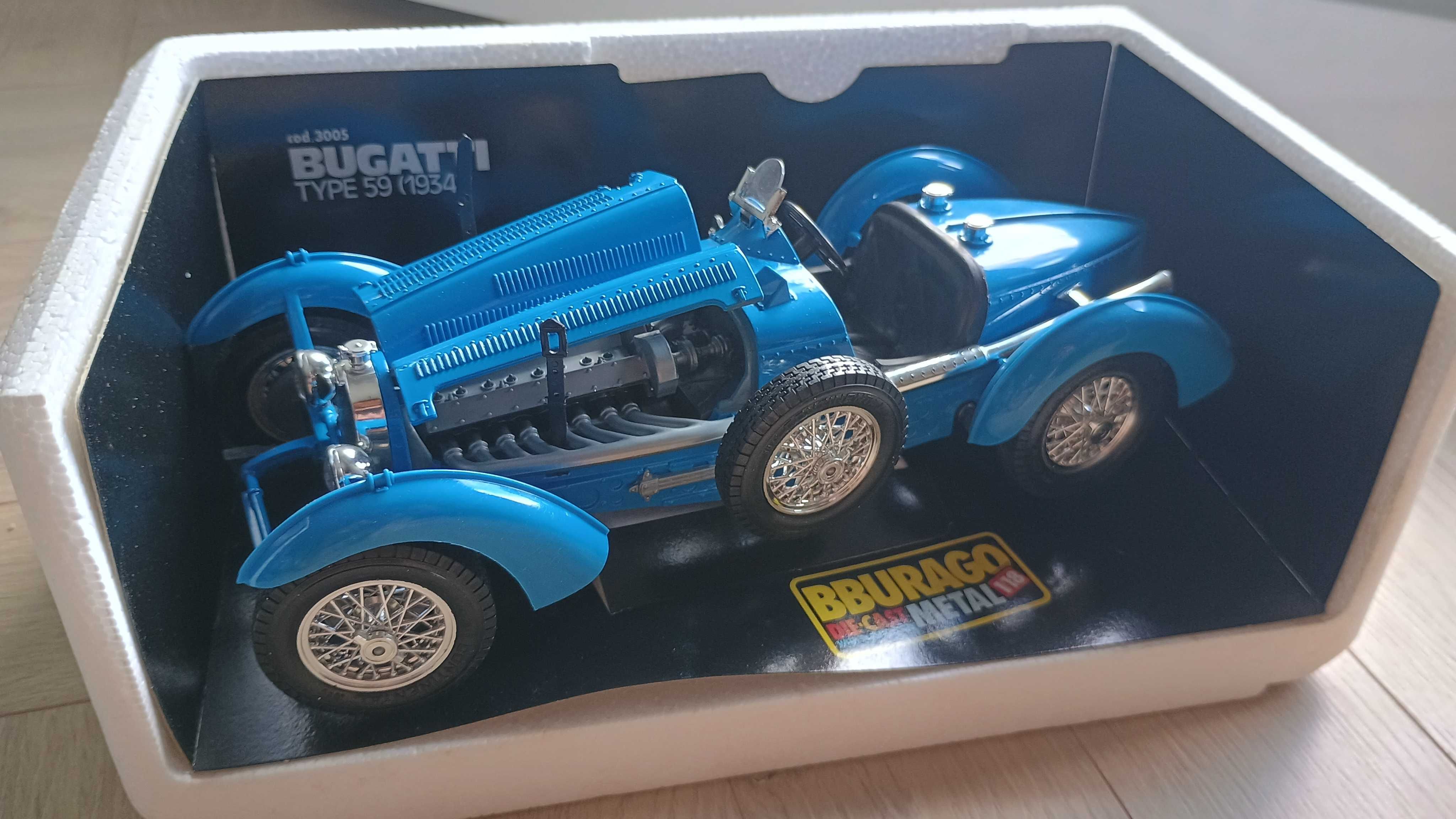 Model bburago 1:18 bugatti type 59 niebieski cod.3005 stan kolekcjoner