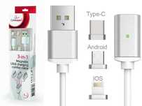 Nowy kabel magnetyczny USB 3w1 USB-C, Micro USB, Lightning