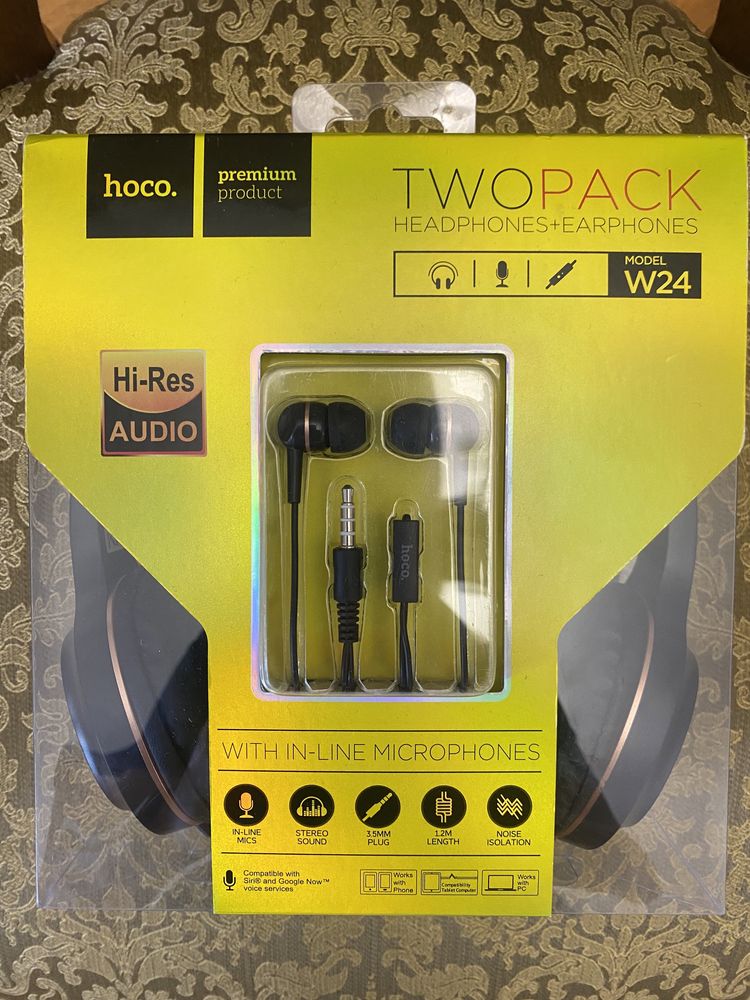 Навушники hoco TwoPack headphones+earphones