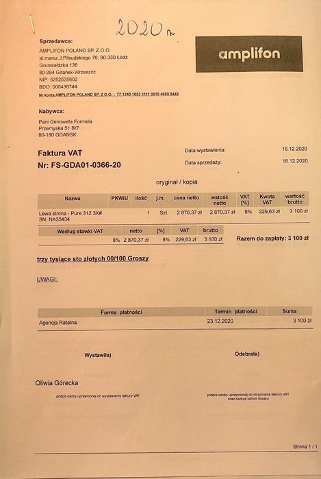 Aparat słuchowy Signia Pure 312 3X