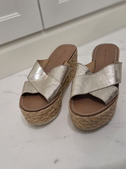 Buty złote klapki Zara 38