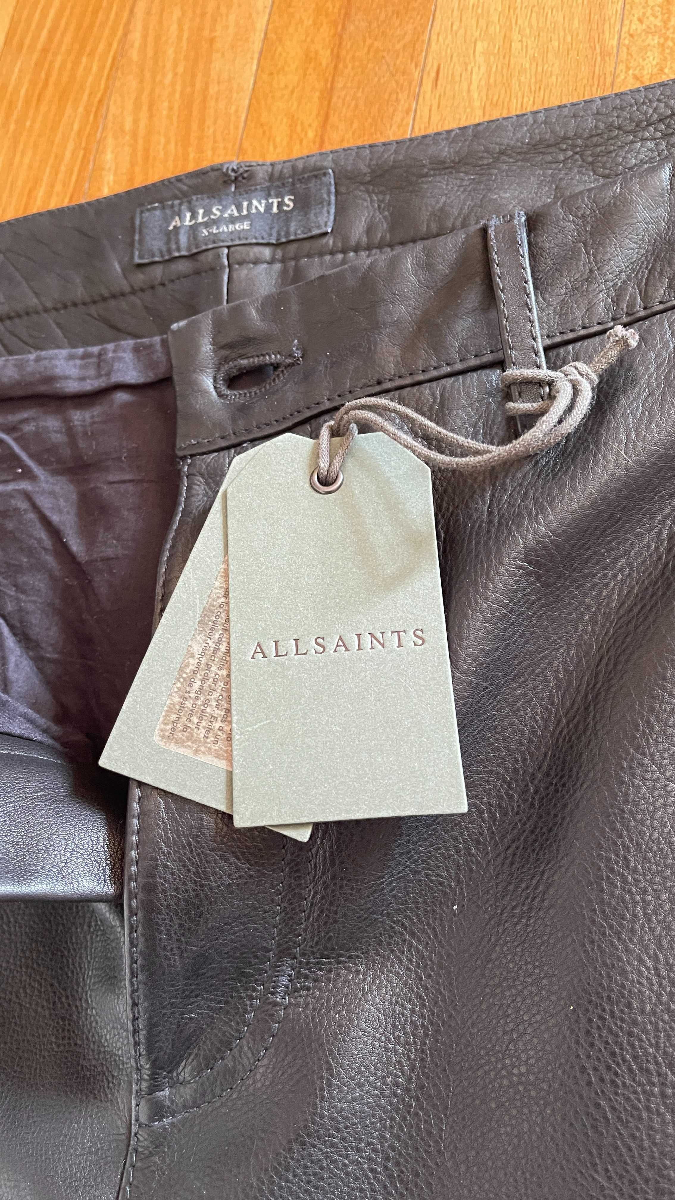 AllSaints spodnie skóra naturalna skórzane XL