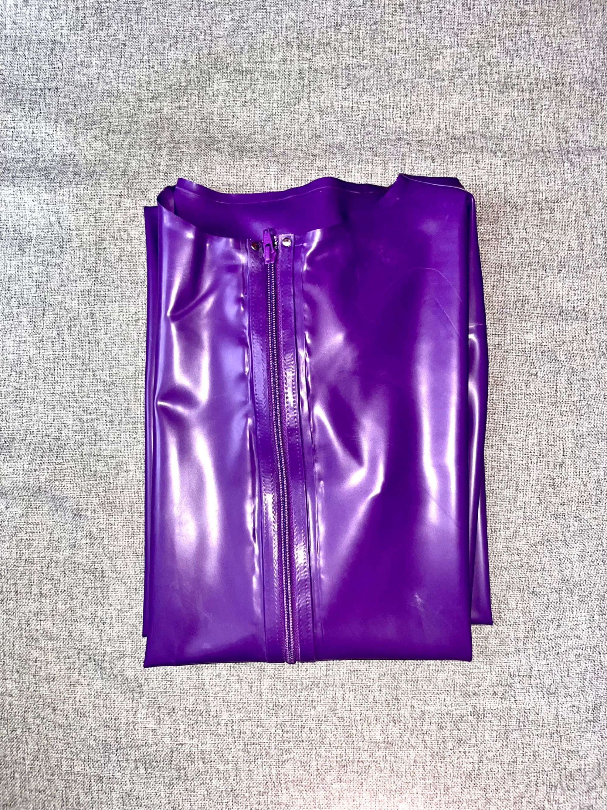 977/ Fioletowy unisex kombinezon S catsuit CHLOROWANY latex lateks