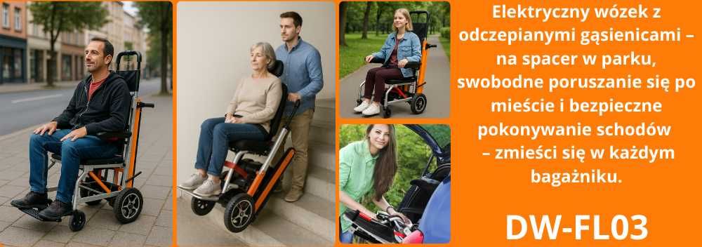 SCHODOŁAZ Funkcja Wózka Elektrycznego Odpinane Gąsienice NOWOŚĆ 169 KG