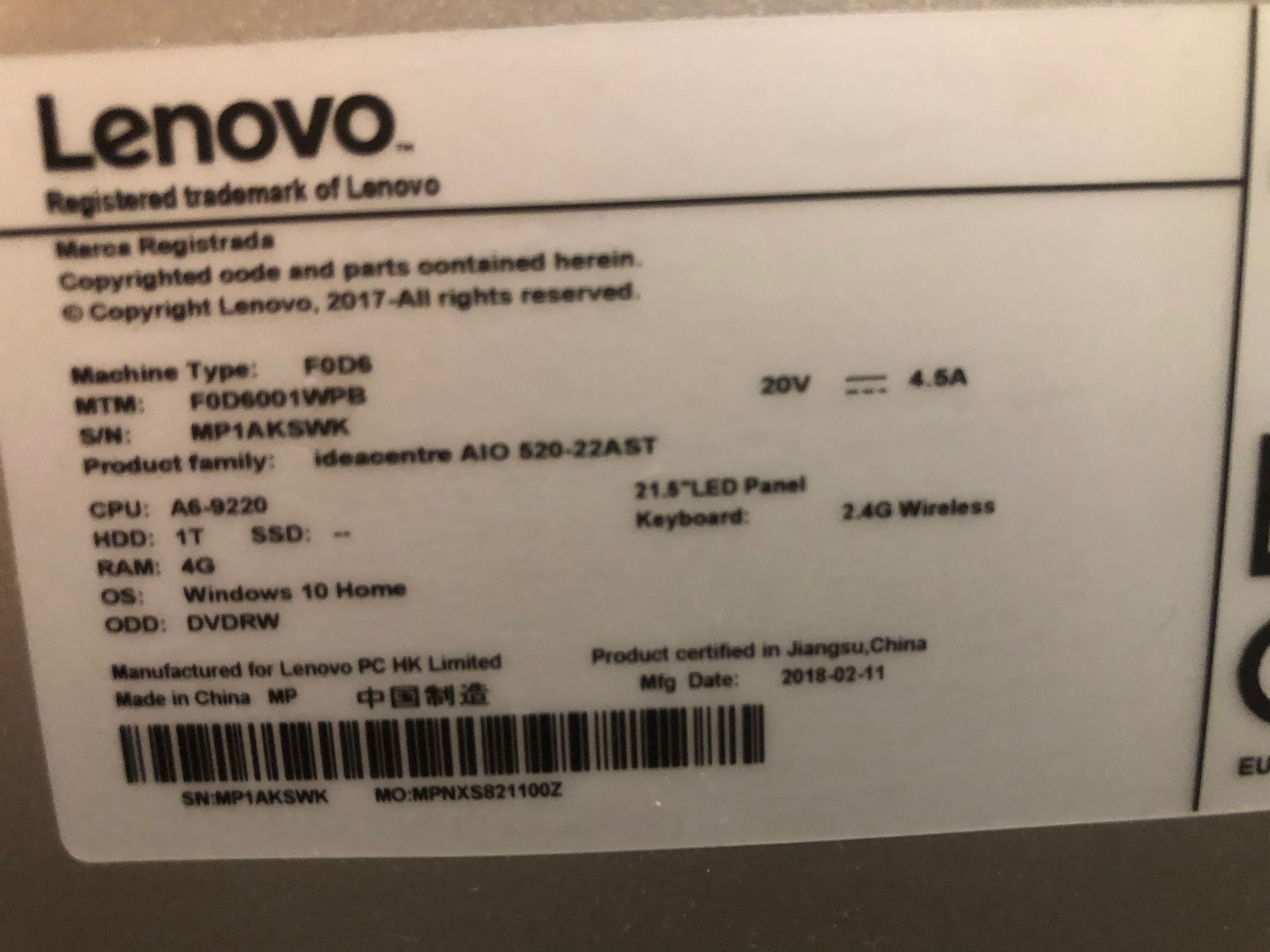 Lenovo All In One