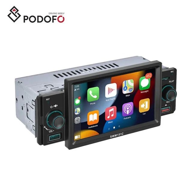 Rádio 1din 5" Carplay e Android Auto Touch Bluetooth USB com MIC novo