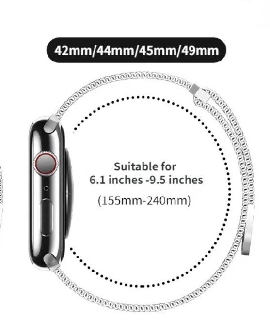 Czarna Pętla Mediolańska Pasek Apple Watch 3/4/5/6/7/8/9/SE (42-49 mm)