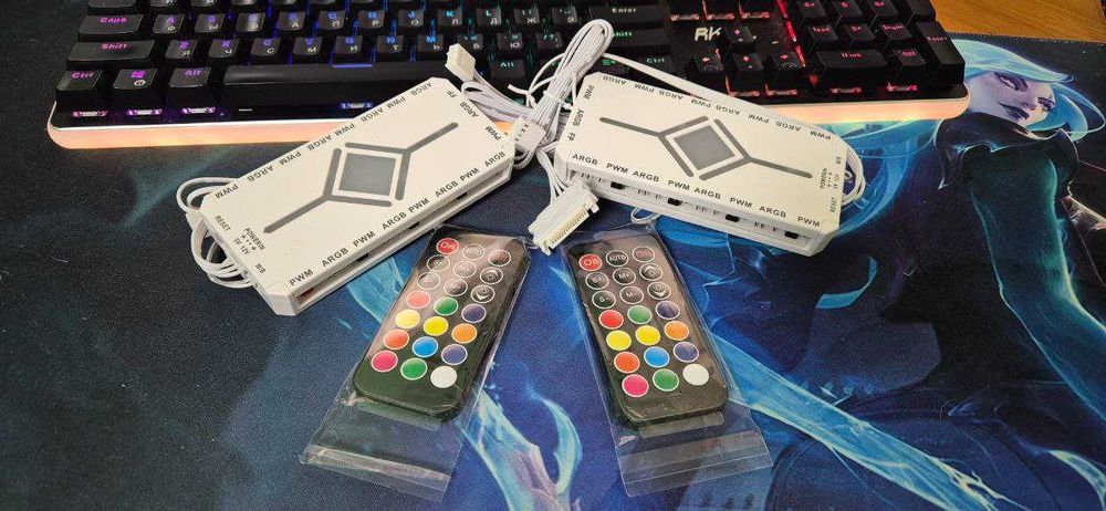 ARGB контроллер, ARGB Controller, 2 in 1 Fan HUB Adapter, Фан хаб
