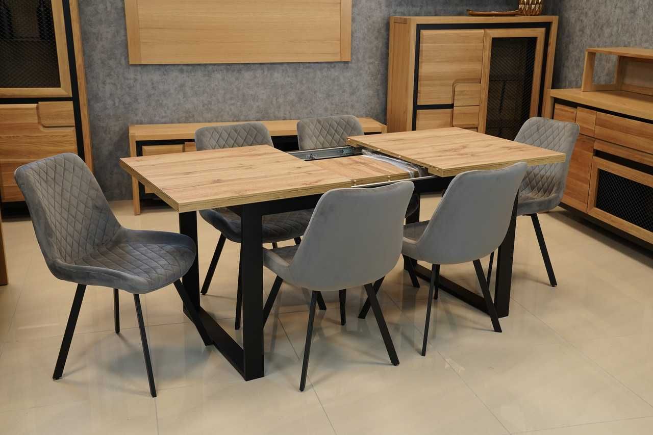 (804) Stół loft rozkładany + 6 krzeseł, nowe dostępne od ręki 3495 zł